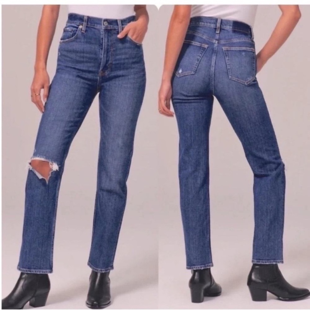 Abercrombie & Fitch The Ankle Straight Ultra High Rise Jeans '90s Denim 28